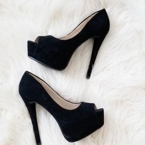 Velvet Peeptoe platform heels